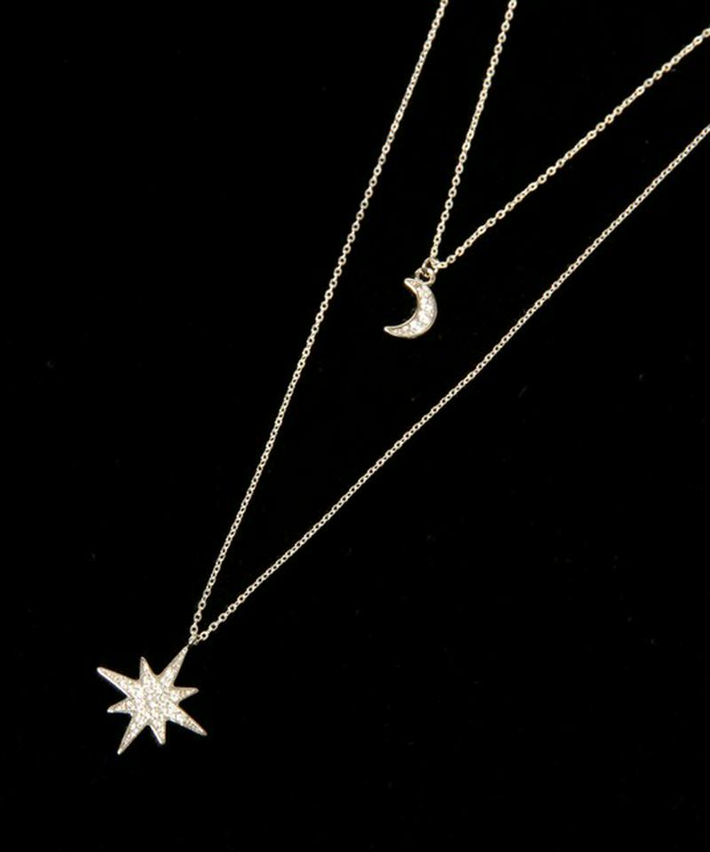 S925 3way 月小×星大ネックレス