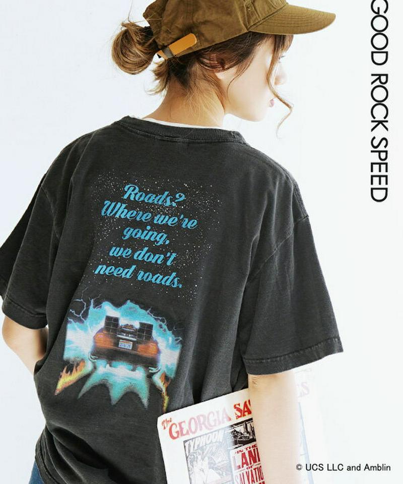 Tシャツ / 80'sな雰囲気がカッコいい！スピルバーグの名作 SF映画「バック・トゥ・ザ・フューチャー」のビンテージ風。 レデ