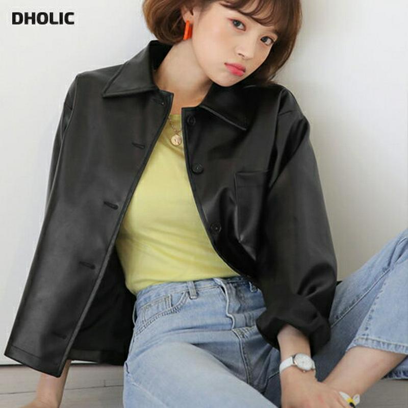 レザー調ジャケット・全2色・t55432 レディース 【jk】【ジャケット アウター レザー 長袖 無地 カジュアル ゆったり 