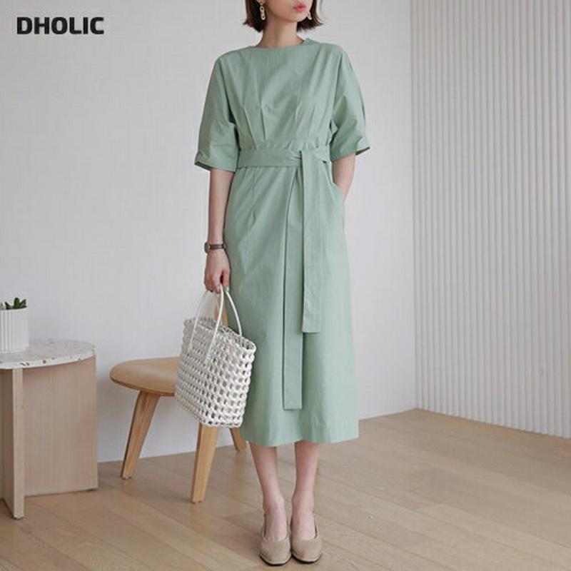 タックリボンワンピース・全3色・b55427 レディース 【ops】【ワンピース ロング丈 ロング ロングワンピース リボン 半