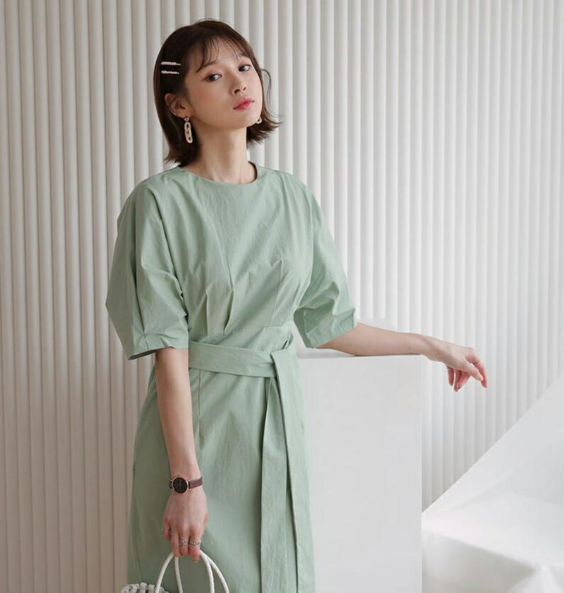 タックリボンワンピース・全3色・b55427 レディース 【ops】【ワンピース ロング丈 ロング ロングワンピース リボン 半