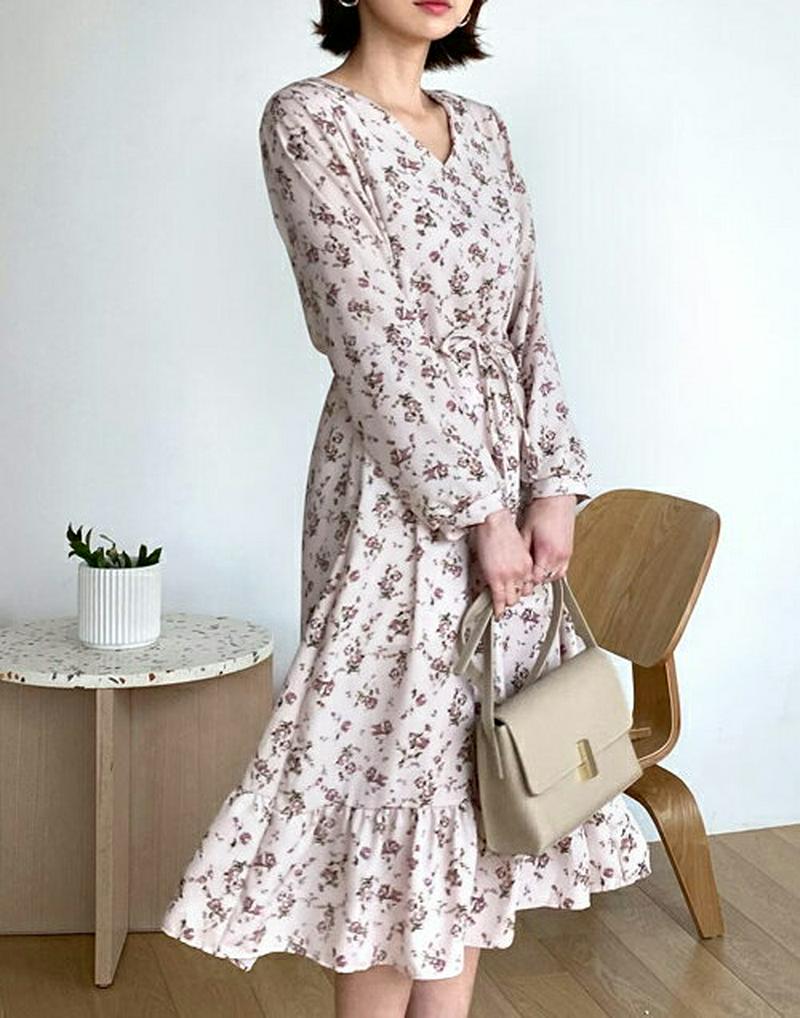 ストリングフローラルワンピース・全3色・t55428 レディース 【ops】【ワンピース ロング丈 ロングワンピース ロング V