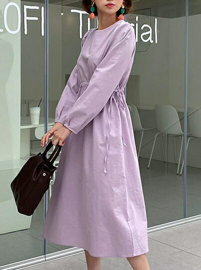 ウエストストリングワンピース・全3色・t55429 レディース 【ops】【ワンピース ロング ロングワンピース ロング丈 リボ