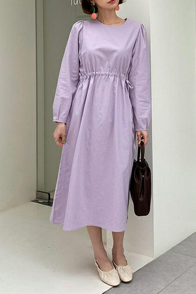 ウエストストリングワンピース・全3色・t55429 レディース 【ops】【ワンピース ロング ロングワンピース ロング丈 リボ