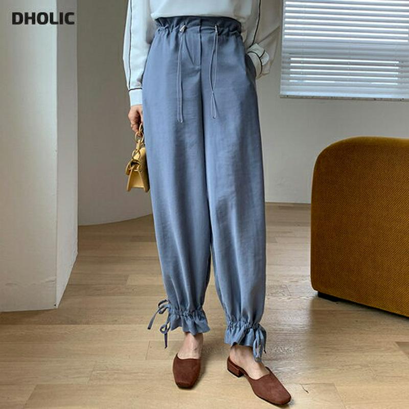 ドロストワイドパンツ・全3色・t55439 レディース 【pt】【パンツ ジョガーパンツ リボン フリル ウエストゴム ギャザー