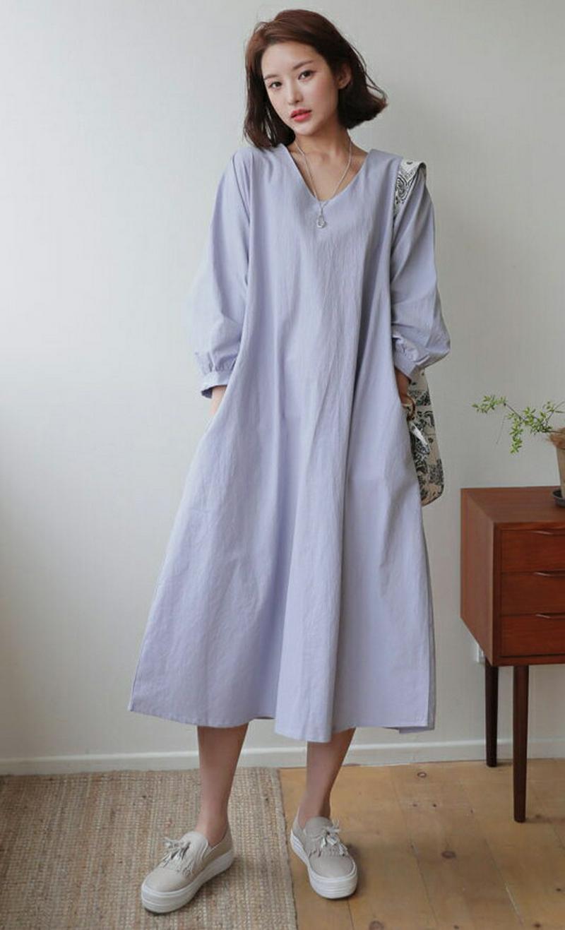 バックリボンUネックワンピース・全3色・b61184 レディース【ops】【ワンピース ロングワンピース ロング ロング丈 Uネ