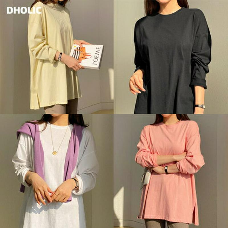 ラウンドボクシーTシャツ・全7色・t61123 レディース【tops】【トップス Tシャツ 長袖 単色 無地 ベーシック シンプ