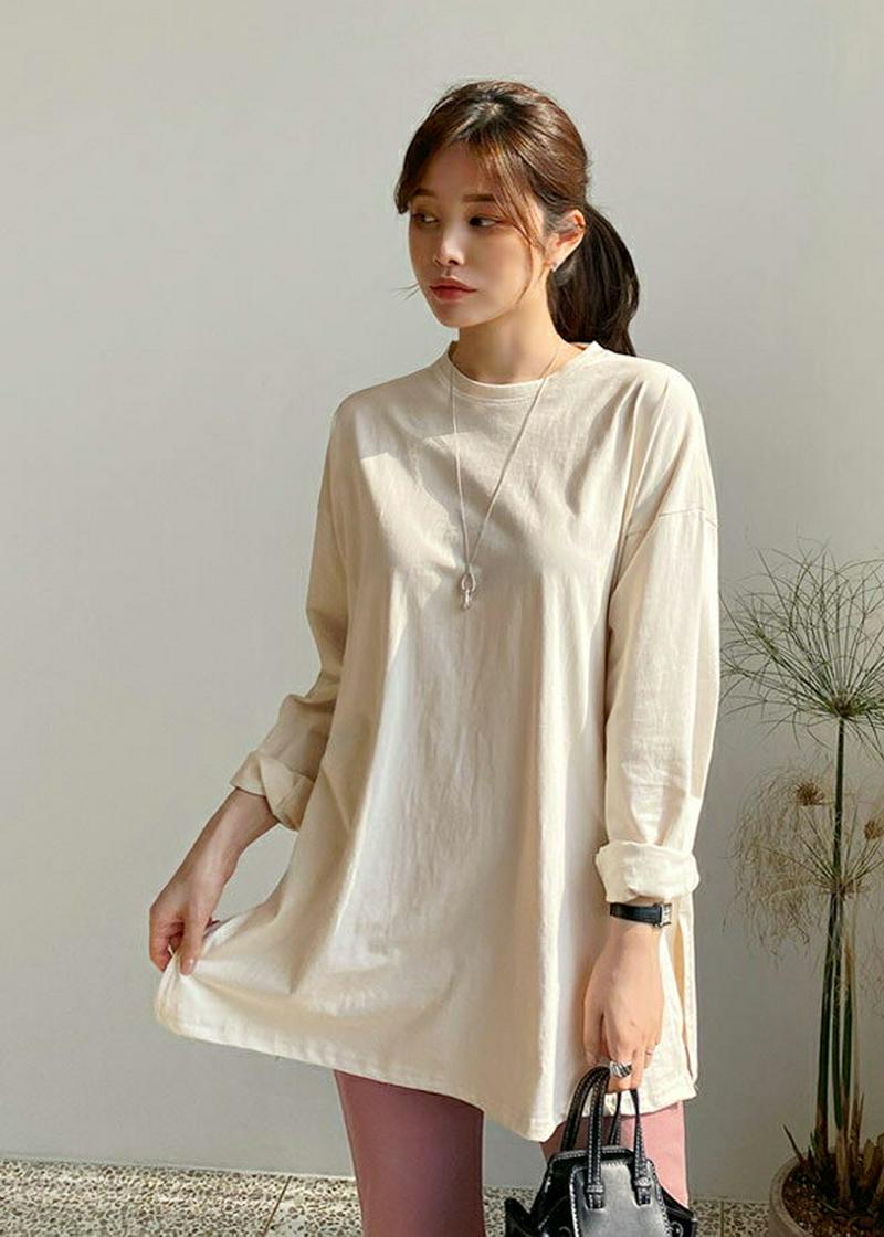 ラウンドボクシーTシャツ・全7色・t61123 レディース【tops】【トップス Tシャツ 長袖 単色 無地 ベーシック シンプ