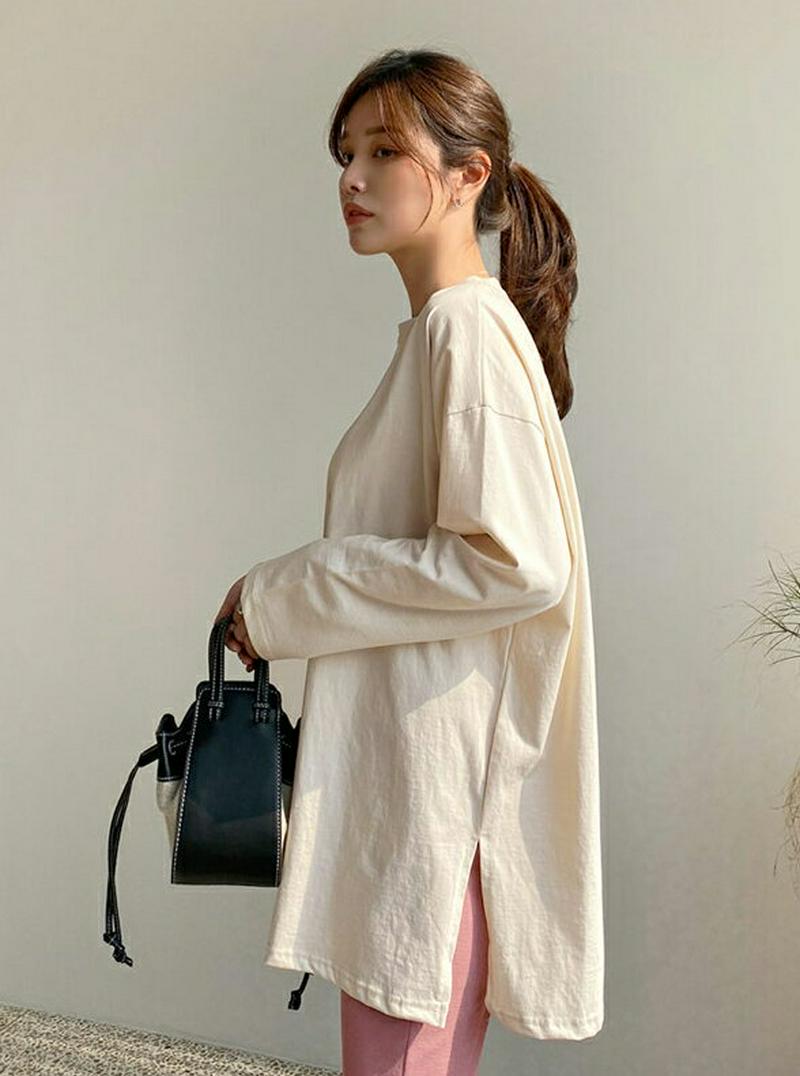 ラウンドボクシーTシャツ・全7色・t61123 レディース【tops】【トップス Tシャツ 長袖 単色 無地 ベーシック シンプ