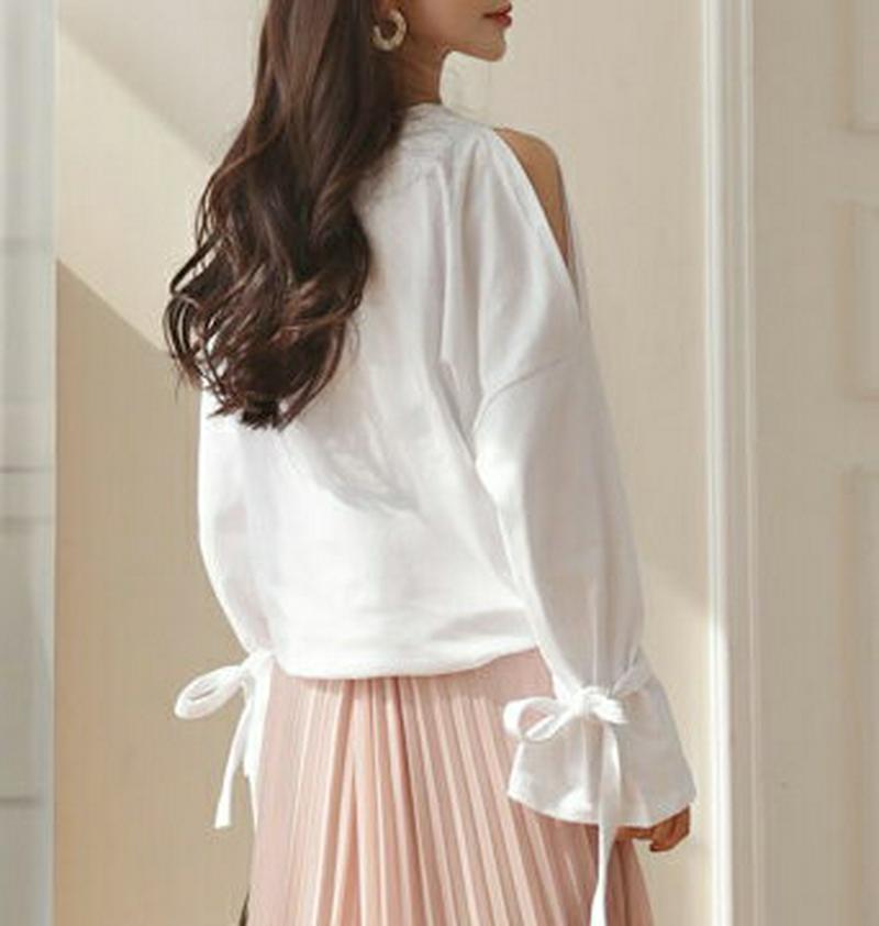 ショルダースリットリボンTシャツ・全2色・t57959 レディース 【tops】【トップス Tシャツ スリット リボン フレアス