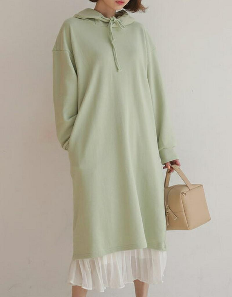 フードワンピース・全4色・b57979 レディース 【ops】【ワンピース ロング丈 ロング ロングワンピース フーディー スウ