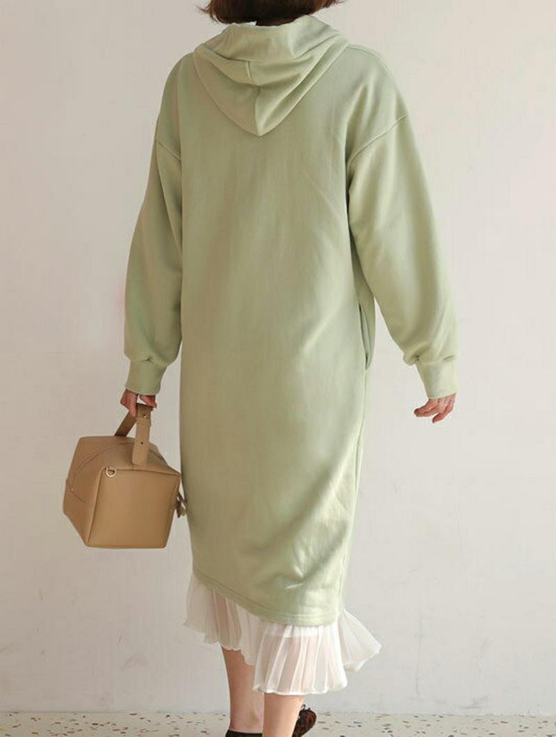 フードワンピース・全4色・b57979 レディース 【ops】【ワンピース ロング丈 ロング ロングワンピース フーディー スウ