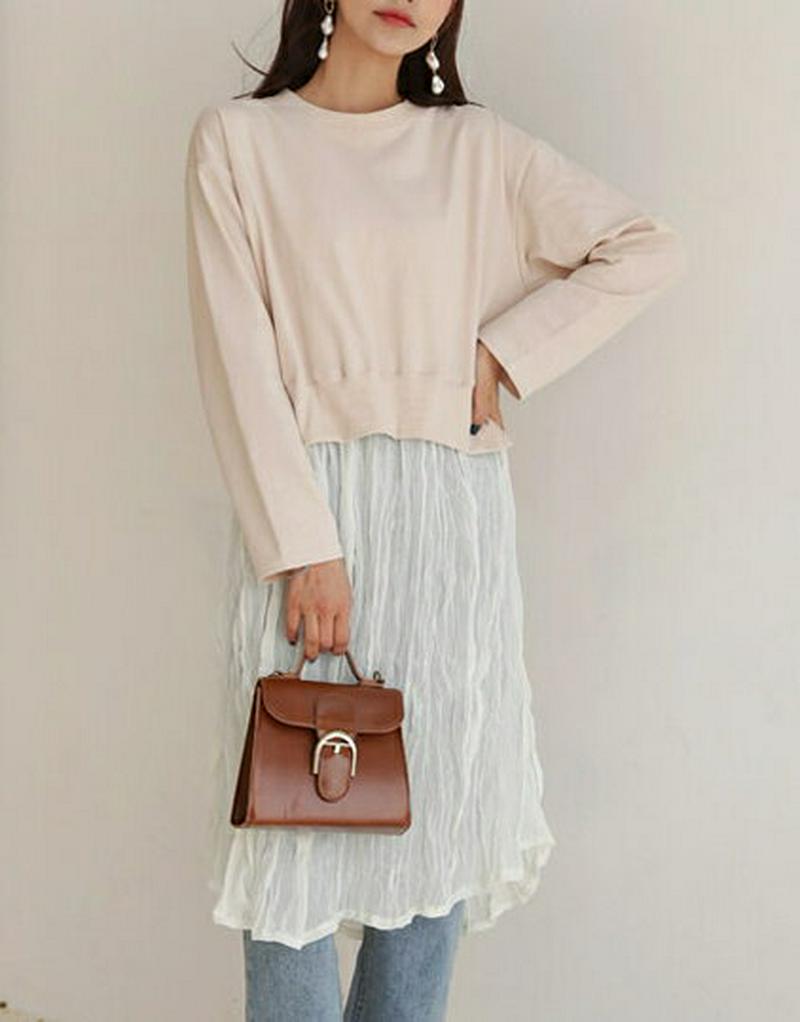 2TYPEコントラストワンピース・全3色・b57980 レディース 【ops】【ワンピース ロング丈 ロングワンピース ロング 