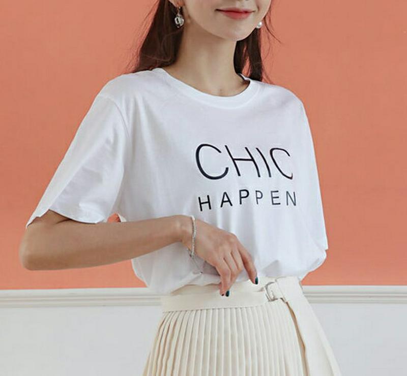 CHIC半袖Tシャツ・全4色・t57955 レディース 【tops】【トップス Tシャツ 半袖 ゆったり カジュアル レタリング