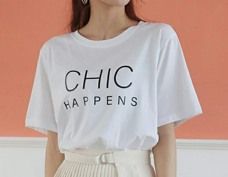 CHIC半袖Tシャツ・全4色・t57955 レディース 【tops】【トップス Tシャツ 半袖 ゆったり カジュアル レタリング