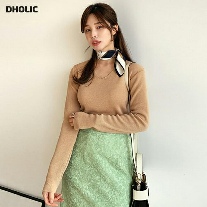 Vネックニット・全6色・t61129 レディース【tops】【トップス ニット ニットトップス 長袖 Vネック 単色 無地 シン