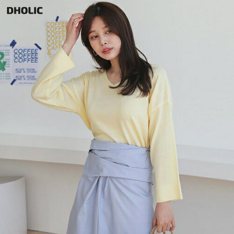 サイドスリットVネックニット・全4色・b61099 レディース【tops】【トップス ニット ニットトップス Vネック 長袖　単