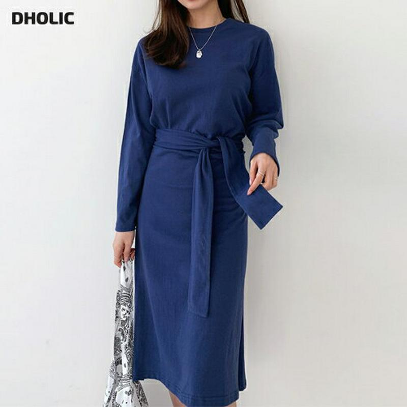 ウエストタイワンピース・全4色・b61105 レディース【ops】【ワンピース ミディ丈 ミディアム ミディワンピース 長袖 単