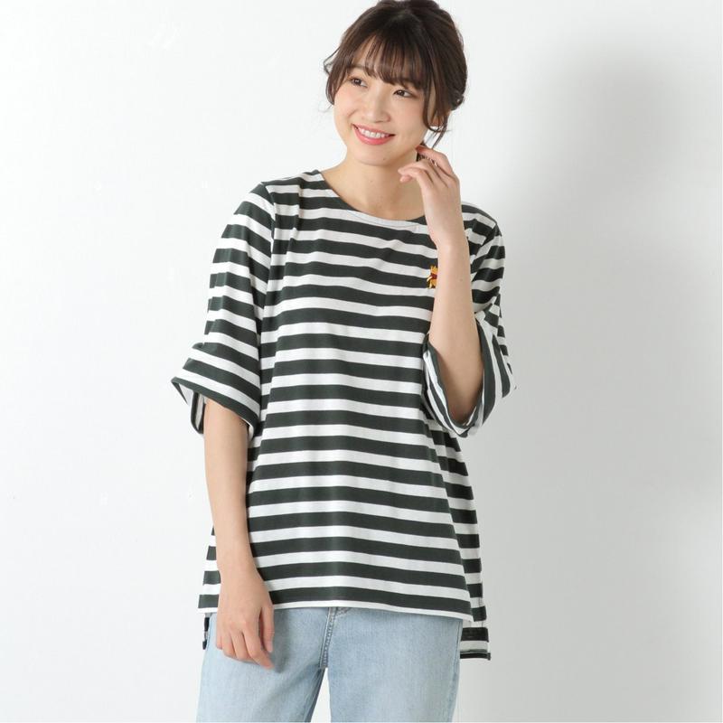 刺繍袖ボリュームボーダーＴシャツ「くまのプーさん」
