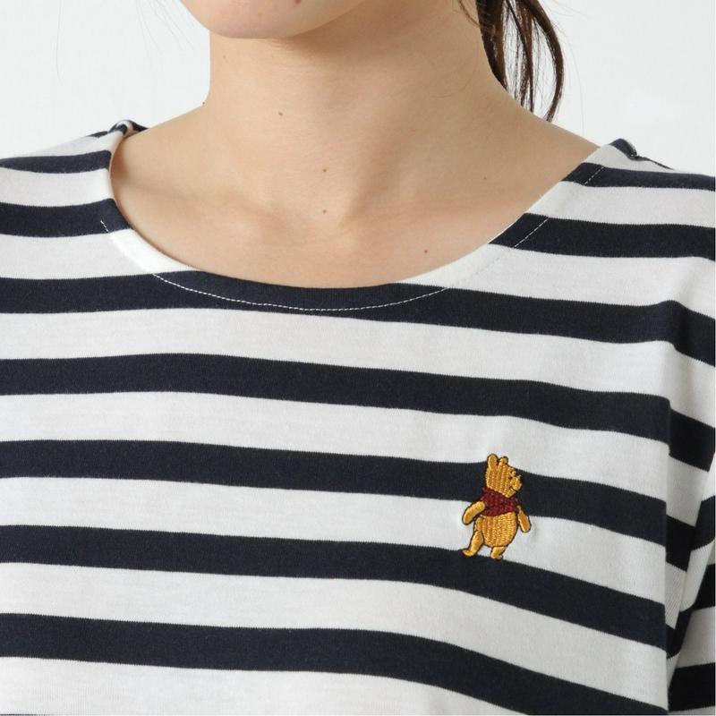 刺繍袖ボリュームボーダーＴシャツ「くまのプーさん」