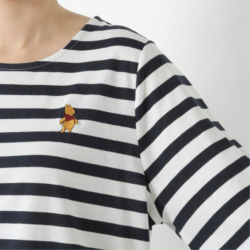 刺繍袖ボリュームボーダーＴシャツ「くまのプーさん」