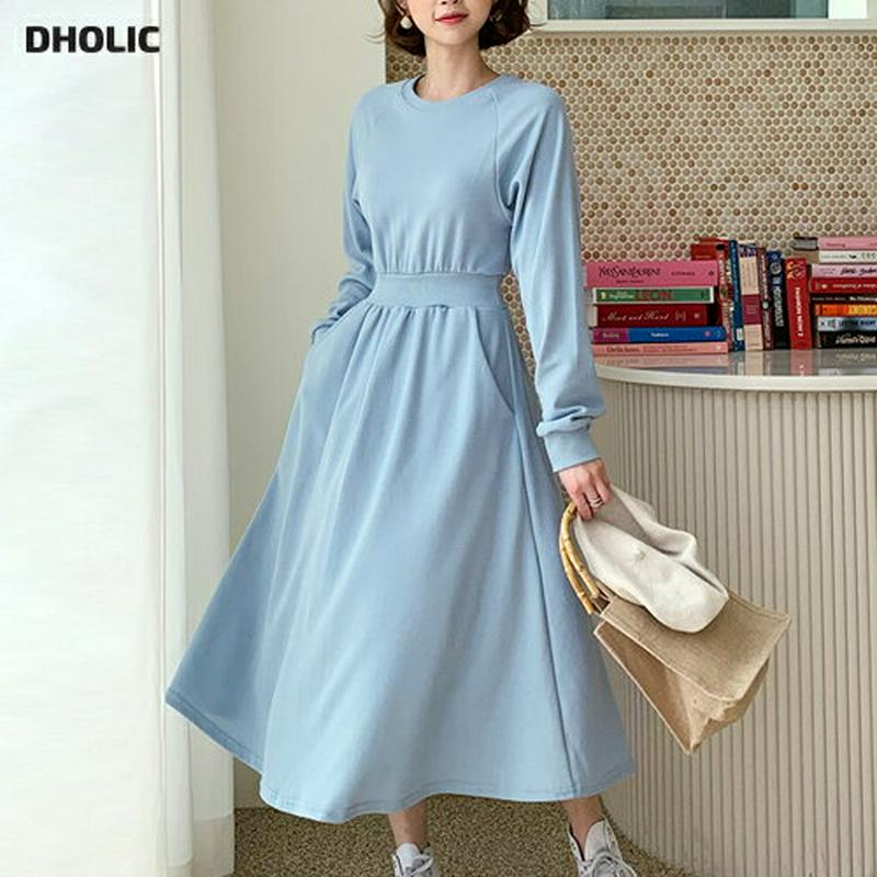 ラグランフレアワンピース・全3色・t54938 レディース 【ops】【ワンピース ロング丈 ロング フレア ラグラン 長袖 ポ