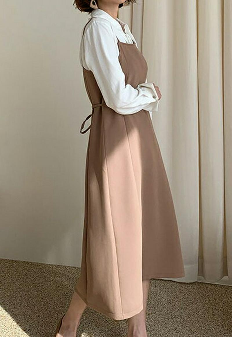 リボンキャミワンピース・全2色・t54935 レディース 【ops】【ワンピース ロング丈 ロング キャミソール レイヤード 無