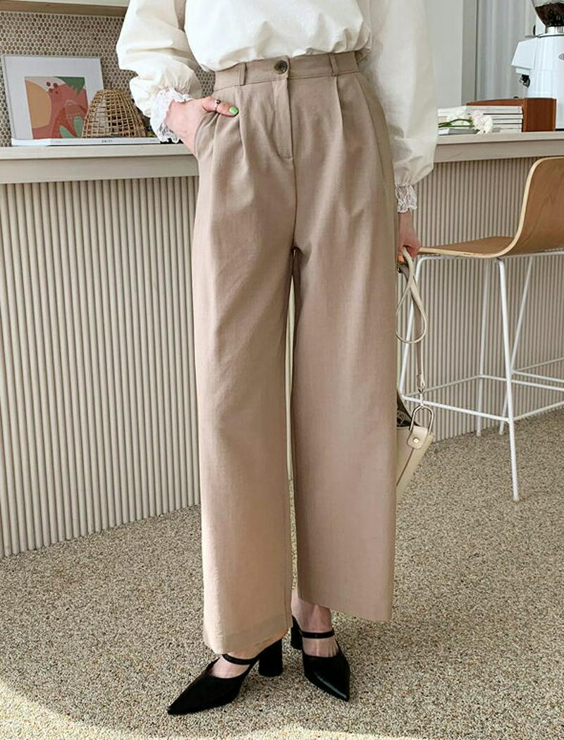 ワイドタックハイウエストパンツ・全4色・t54946 レディース 【pt】【パンツ スラックス ワイド タック ロング ストレー