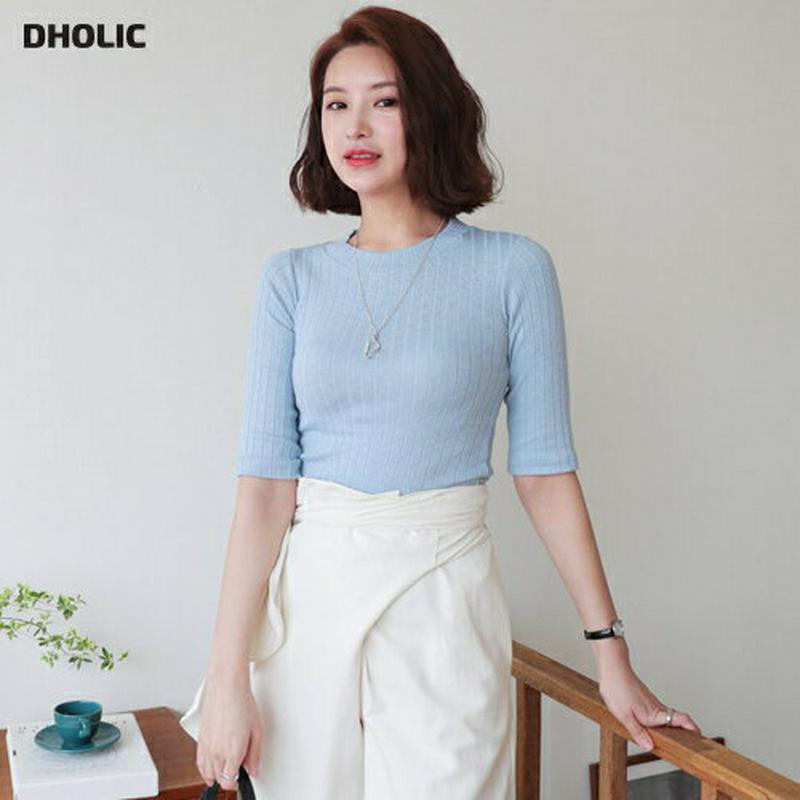 スリムリブ半袖Tシャツ・全4色・t61174 レディース【tops】【トップス Tシャツ 半袖　ハーフスリーブ リブ 無地T シ