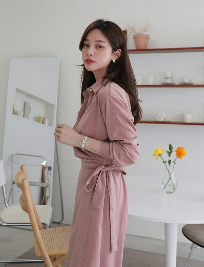 カラーラップワンピース・全4色・b61185 レディース【ops】【ワンピース ロング ロングワンピース 長袖 ラップデザイン 