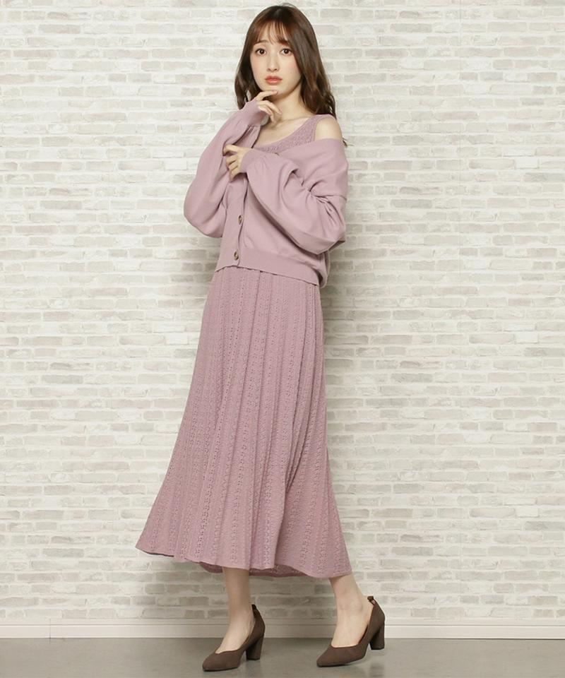 透かし柄ワンピースレイヤードセット