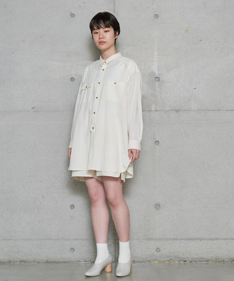 ○オーガニックコットン 平織りワッシャー ポケシャツ（note et silence.）