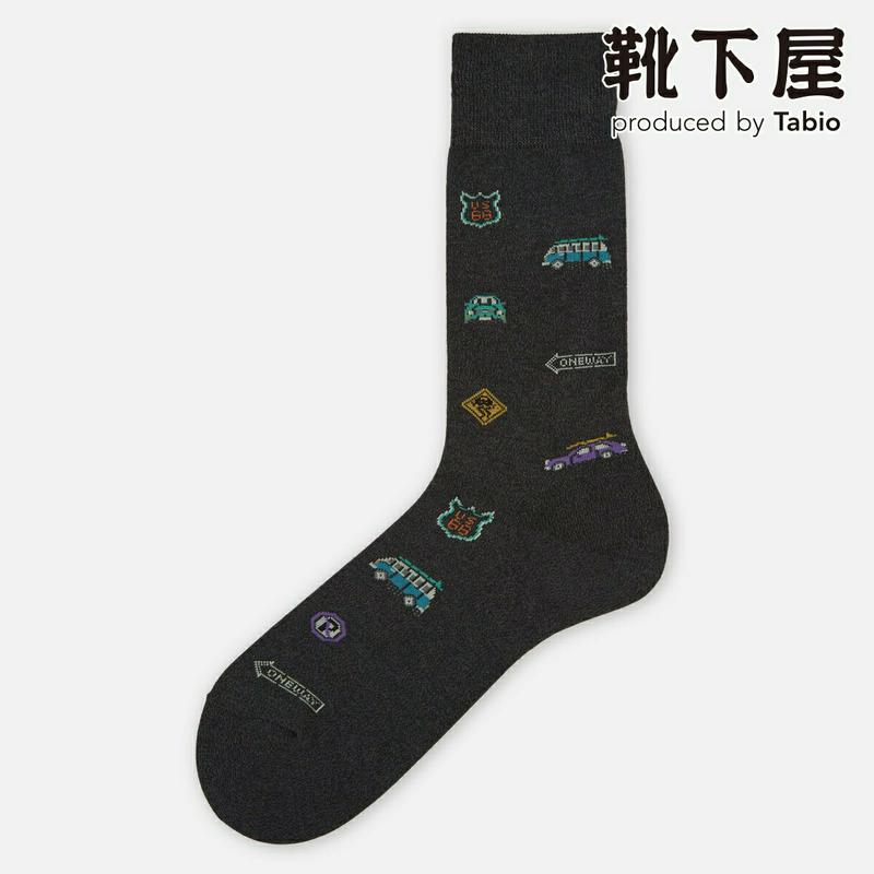 【あす楽】【Tabio MEN】 メンズ車総柄レギュラー丈ソックス / 靴下屋 靴下 タビオ くつ下 メンズ 日本製