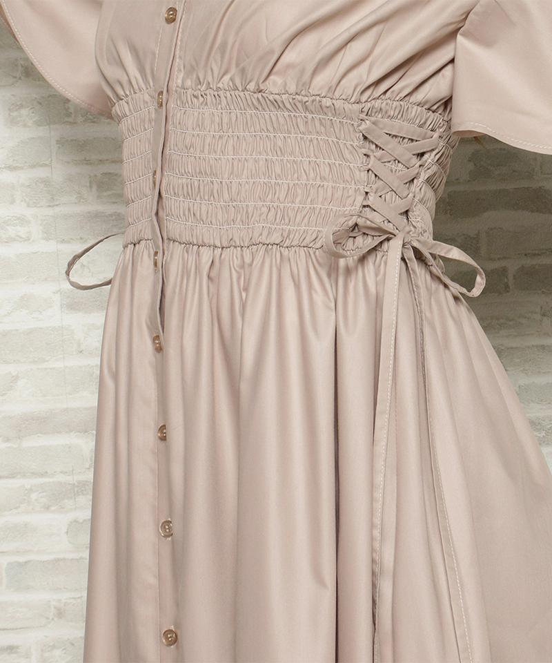 ウエストシャーリングシャツワンピース