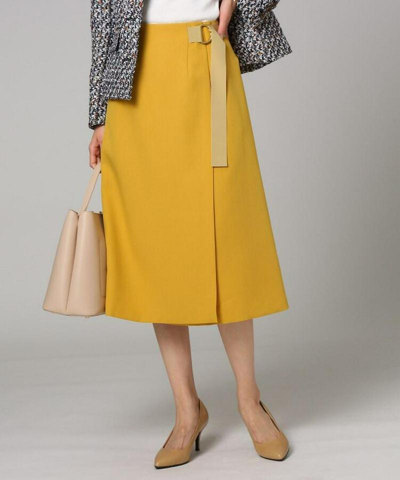 【洗える】プリマクロスラップ風ミモレスカート