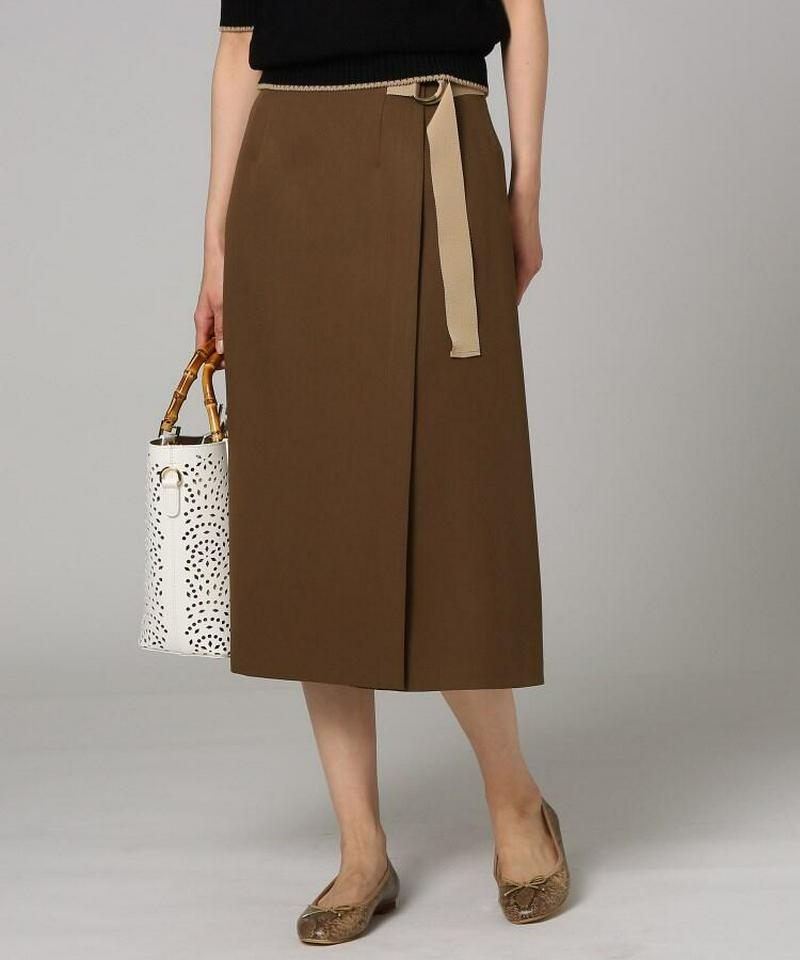 【洗える】プリマクロスラップ風ミモレスカート