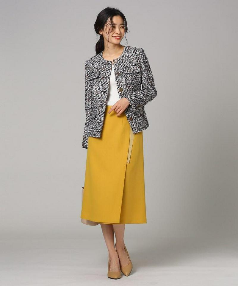 【洗える】プリマクロスラップ風ミモレスカート