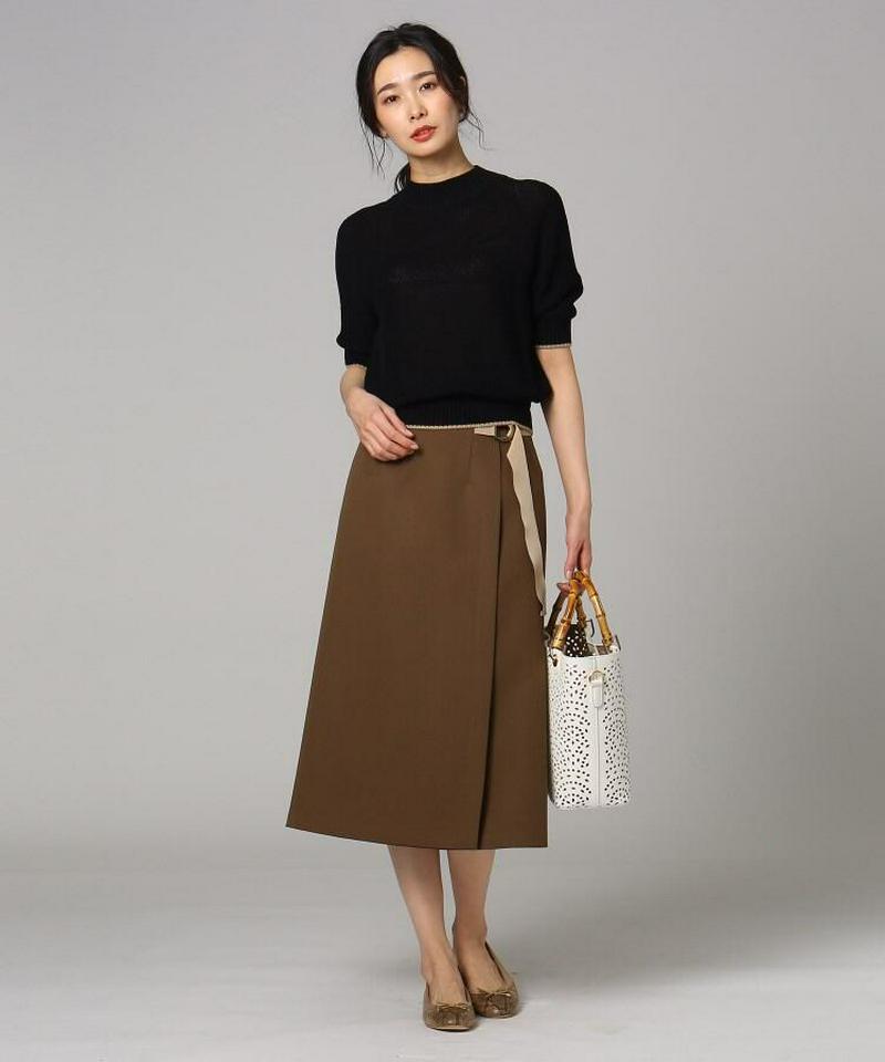 【洗える】プリマクロスラップ風ミモレスカート