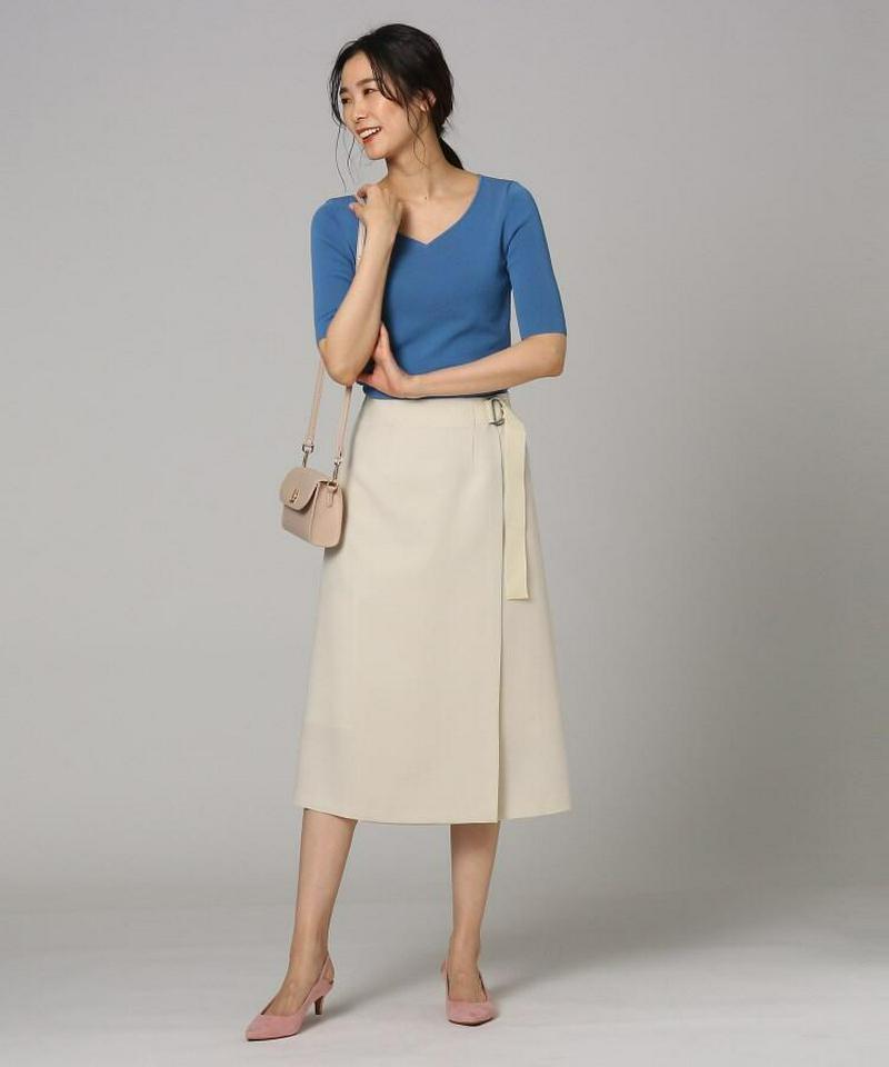 【洗える】プリマクロスラップ風ミモレスカート