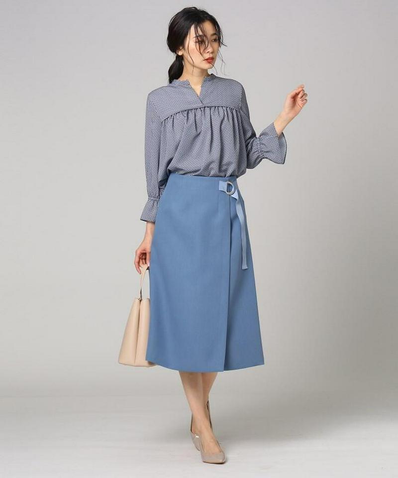 【洗える】プリマクロスラップ風ミモレスカート