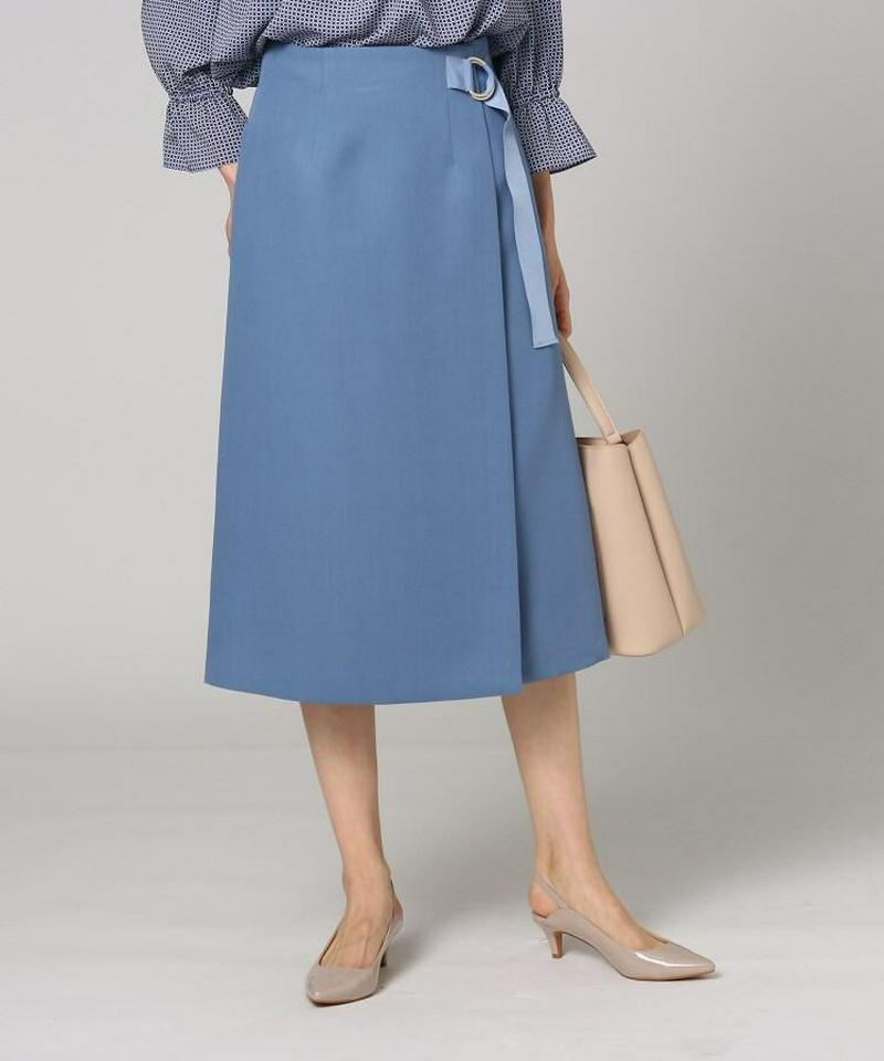 【洗える】プリマクロスラップ風ミモレスカート