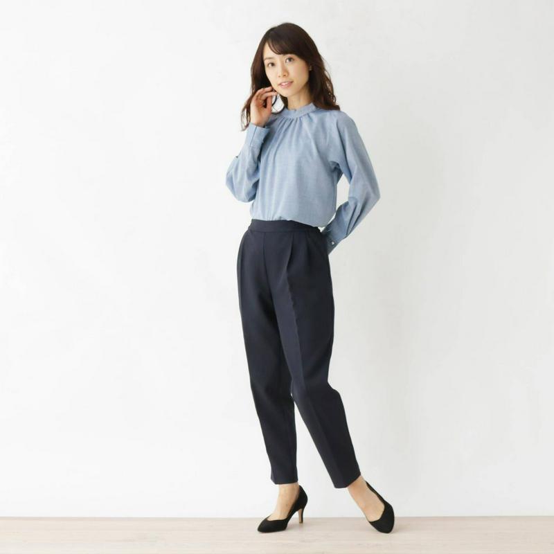 バンドカラーシャンブレーシャツ