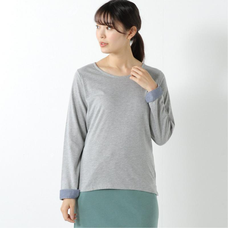 袖カフス使い長袖Ｔシャツ【無地・ボーダー】
