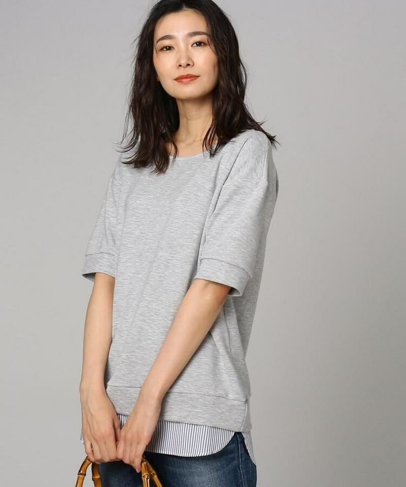 【洗える】シャツヘムドッキングポンチプルオーバー