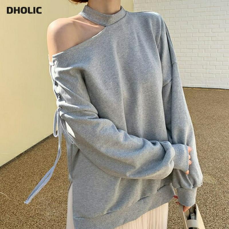 カットレースアップスウェット・全2色・t58081 レディース 【tops】【トップス スウェット Tシャツ カットアウト オフ
