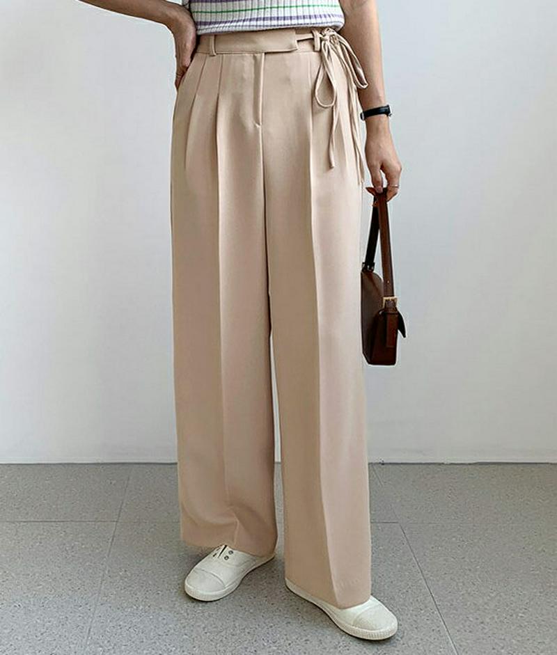 リボンタックワイドパンツ・全3色・t61234 レディース【pt】【ロングパンツ ロング パンツ ワイドパンツ ワイド ズボン 