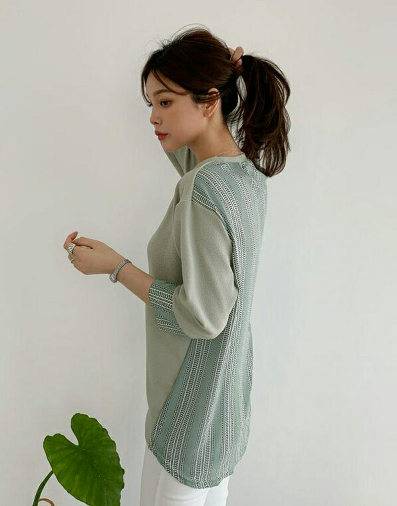 バックパターンTシャツ・全3色・b61216 レディース【tops】【トップス Tシャツ 七分丈 七分袖 7分袖 7分丈 バック