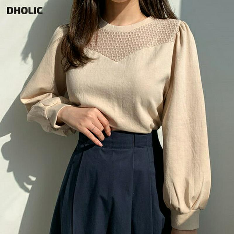 シアーポイントTシャツ・全3色・b61220 レディース【tops】【トップス Tシャツ 長袖 シアー メッシュ テンセル ガー