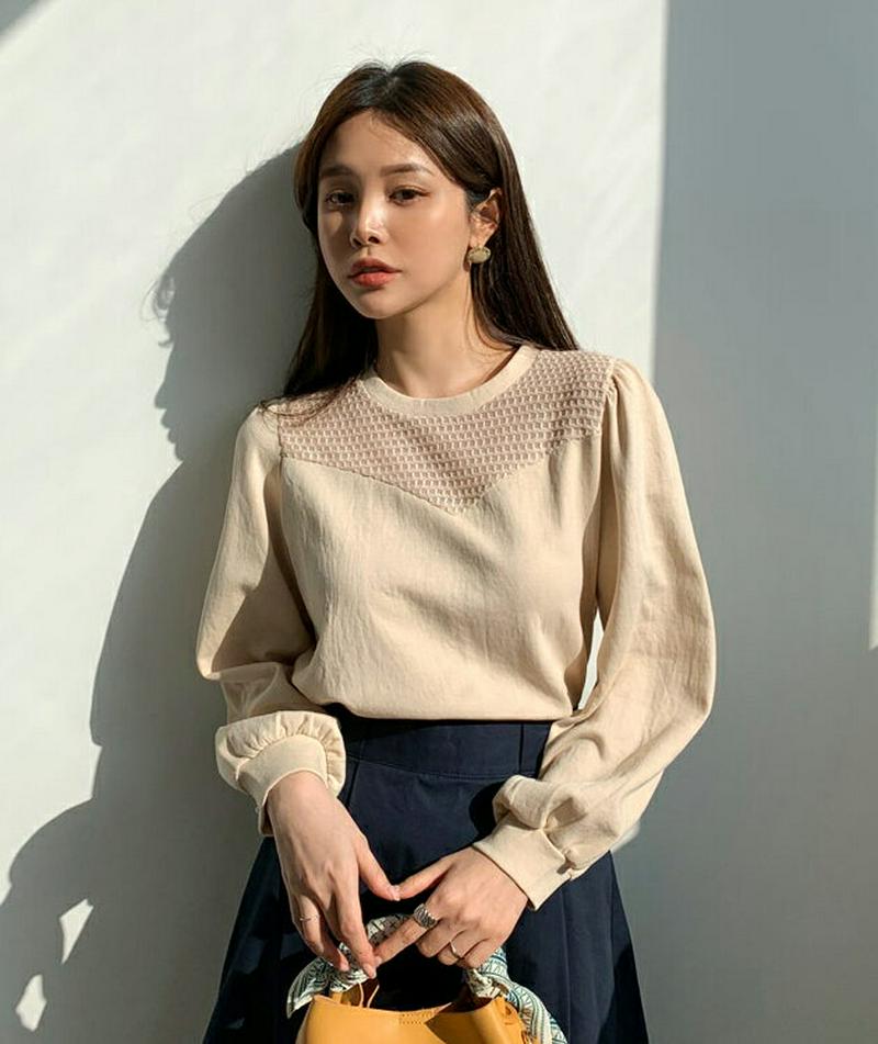 シアーポイントTシャツ・全3色・b61220 レディース【tops】【トップス Tシャツ 長袖 シアー メッシュ テンセル ガー