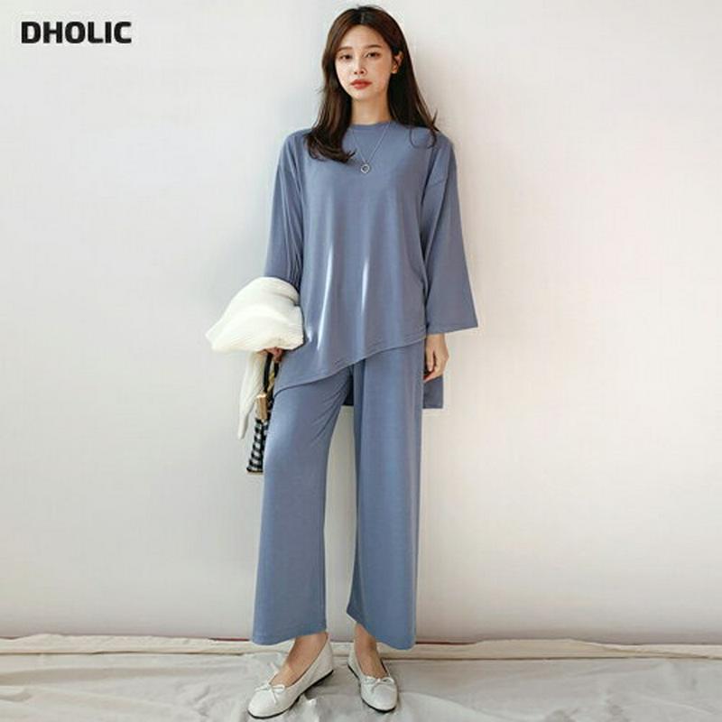 ロングTシャツ&パンツSET・全3色・b61219 レディース【pt】【セットアップ トップス Tシャツ ロンT 長袖 ゆったり
